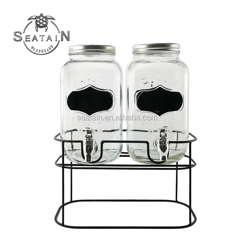 Экологичные прозрачные стеклянные банки с дозатором сока с краном