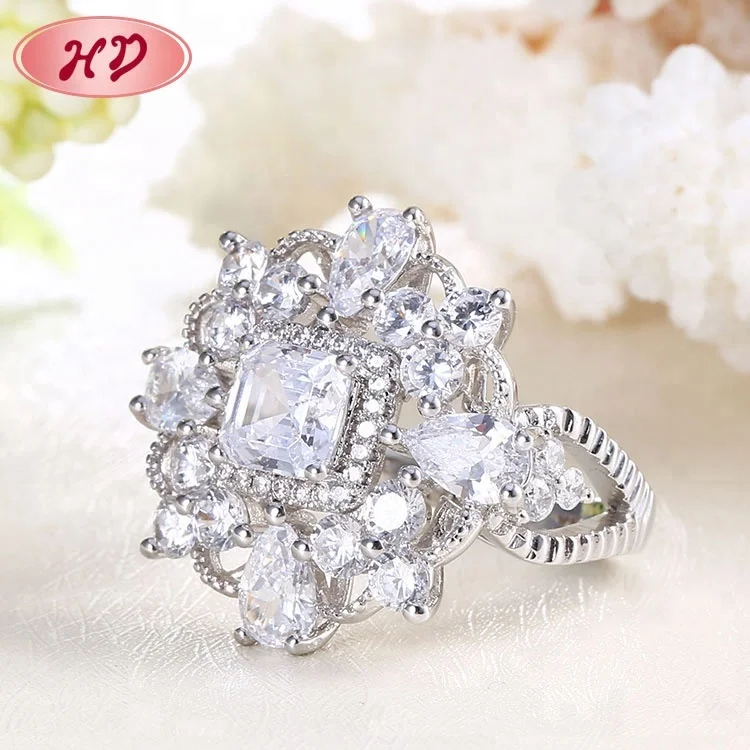 Wholesale Fashion White Gold Cubic Zirconia King Crown Rings For Women Jewelry