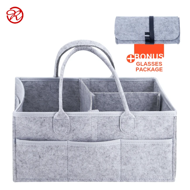 
felt diaper bag custom portable multi-pockets tote baby storage felt diaper caddy organizer 
