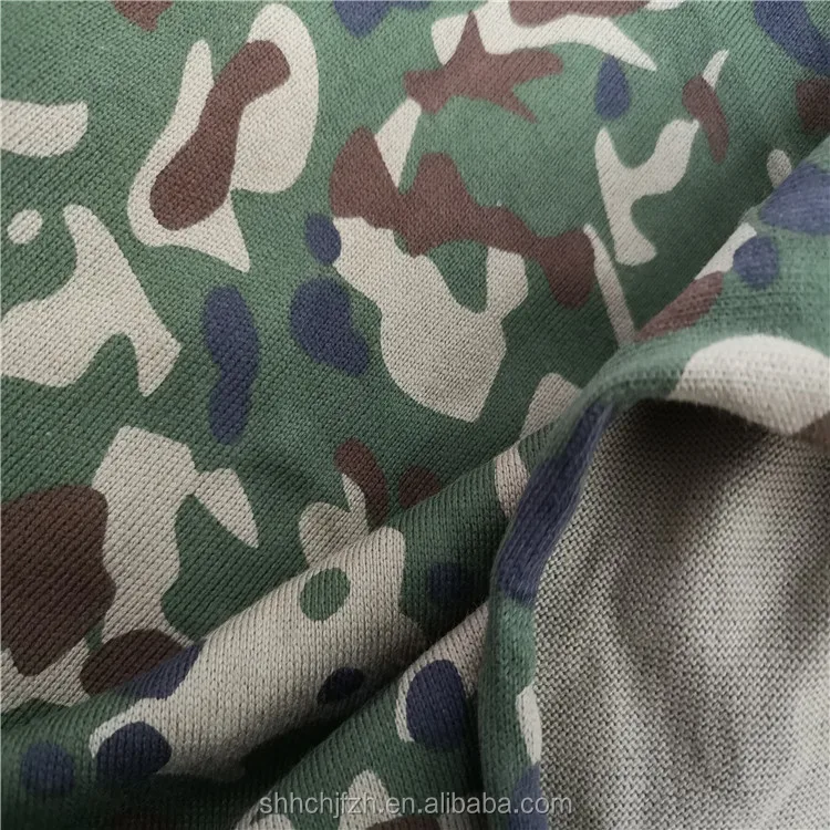 Камуфляжная хлопковая трикотажная ткань с реактивным принтом