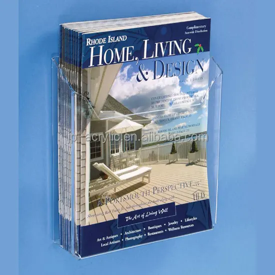 
Wall mount transparent plexiglass brochure newspaper holder 