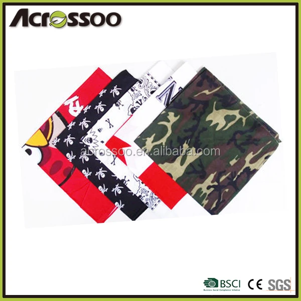 100% Cotton Solid Colors Plain Biker Sport headwear printed Bandana