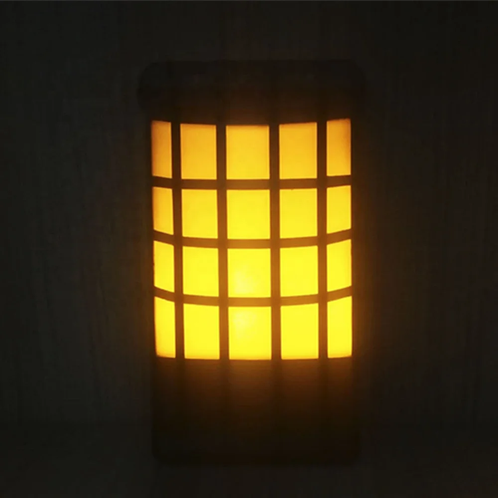 led outdoor wall mounted garden sensor  landscape emergency lamps flickering yard solar fence  fire dancing flame wall light