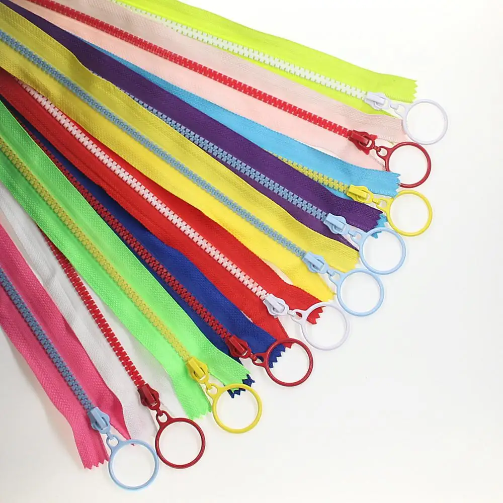 No 5 10 colors diy zipper open end plastic zipper fashion ring pull plastic zippers
