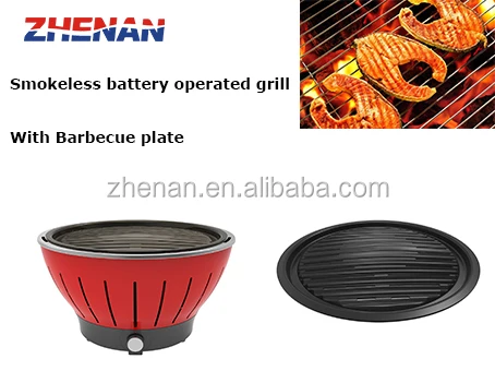 garden and outdoor convenient smokeless battery operated charcoal barbecue grill with plate