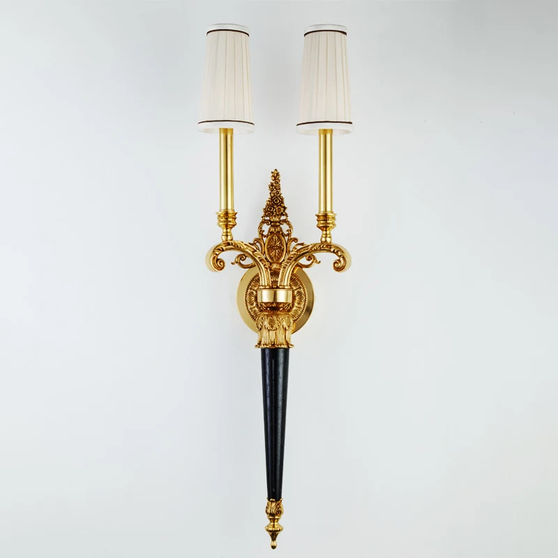 Copper Brass Unique Wall Lamp Luxury Villa Wall Light Traditional European Antique Wall Light and Wooden 5000 for Bedroom Luxury