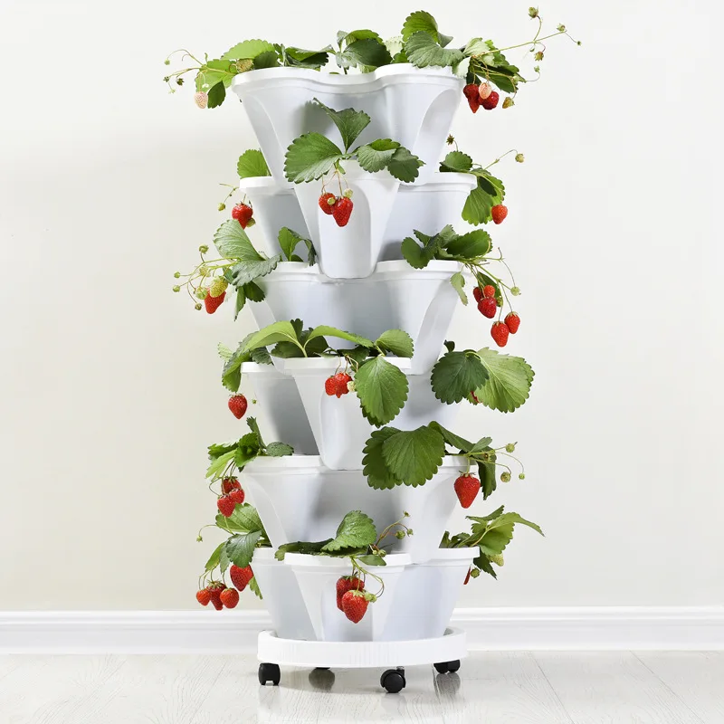 Something new design balcony plastic flower pot vertical tower garden
