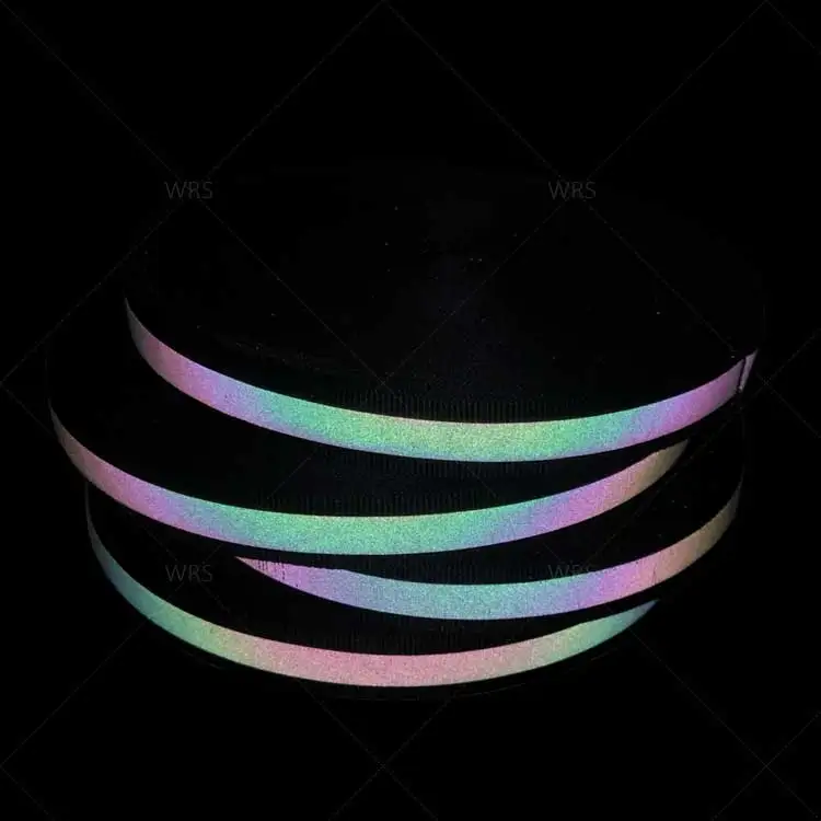 
Elastic Rainbow Color Colorful Green Black Reflective Tape Hi Viz Tape 