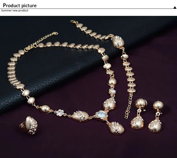 Cheap Price Dubai Gold Jewelry Set Saudi Arabic 18K Gold Metal Necklace Jewelry Set