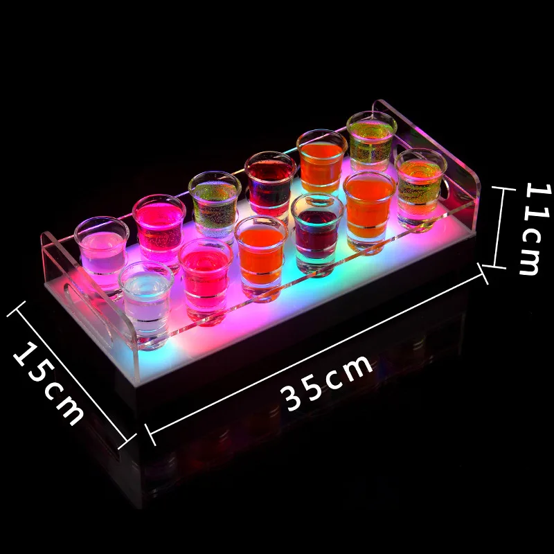 Light up LED Wine Tray Acrylic LED Shot Glass Tray with LED Lights