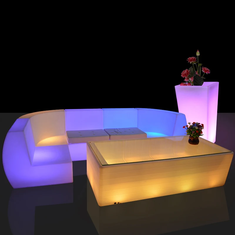 glowing led coffee table& huajun different size bar table with cuble