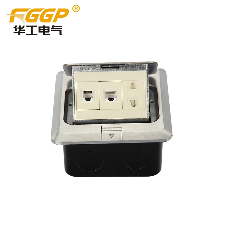 HGD-2F Damping Type Pop Up Socket Outlet With Dual RJ45 Jack