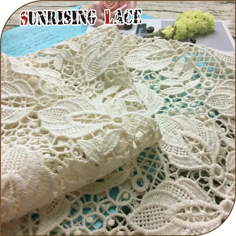 White Embroidery China Thick Wedding Lace Fabric