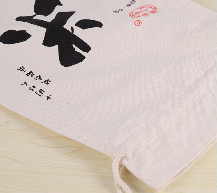 Пакеты из переработанного холста на шнурке для упаковки риса