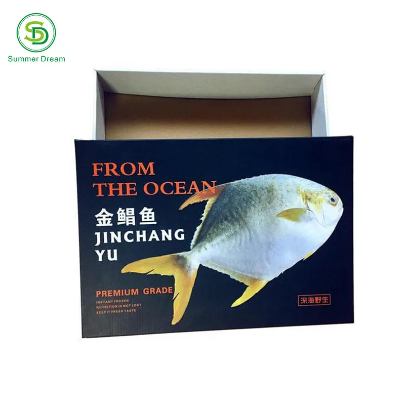 wholesale custom made cardboard frozen food packaging boxes for fish