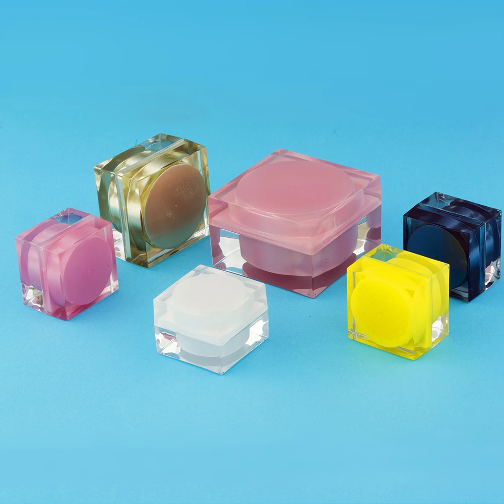
Hengsheng factory manufacture empty square shaped clear plastic PS acrylic cosmetic cream jar 5ml 15ml 30ml 