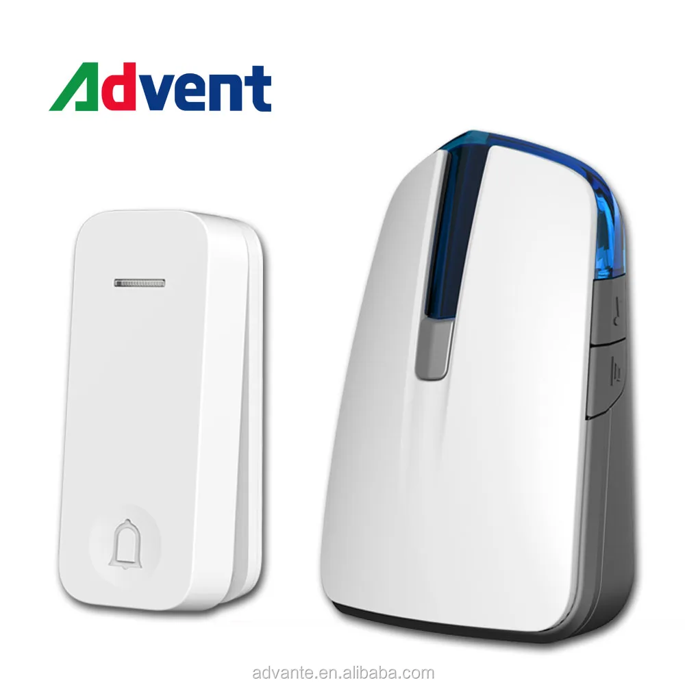 Battery operated DC wireless doorbell with kinetic bell push button