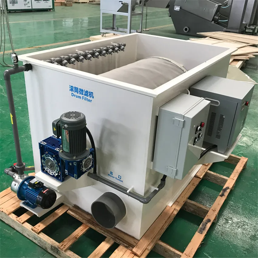Aquaculture fish farm drum filter for water treatment plant