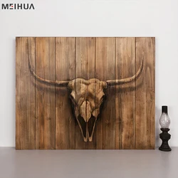 Hot Wholesalers Home Decoration Oil Pine Wood Modern Woodcut Bull Prints Carving Wall Art Animal 76x60 or Customized Meihua
