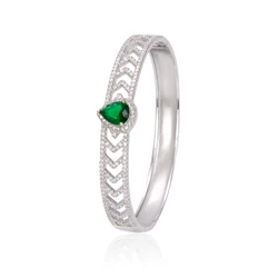 18g green main stone 925 solid silver bangle bracelet for women