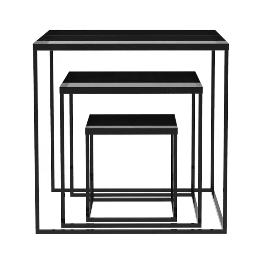 
2019 factory new design 3-piece set metal square nesting coffee table 