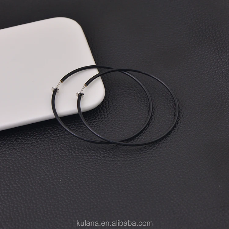 50 mm Fashion Golden Jewelry Brass Women Non Piercing Hoop Earring