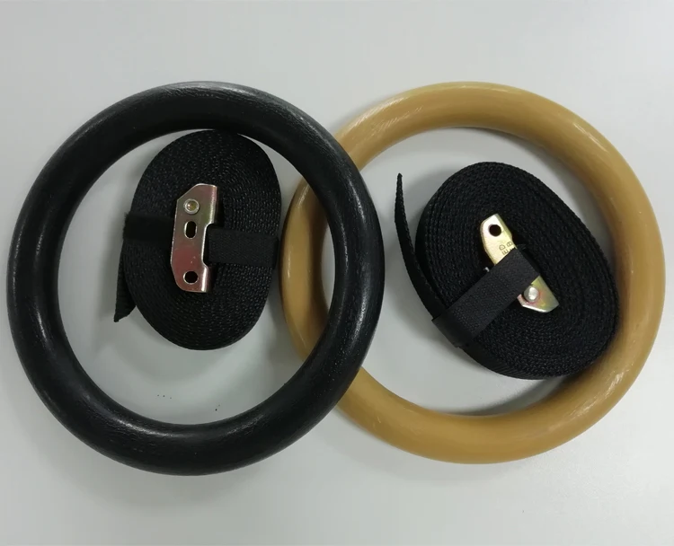
Hot Sale Gymnastic Equipment Nylon Straps Fitness ABS Wooden Gym/Gymnastics Rings 