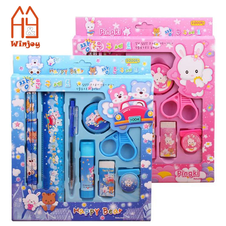 kid stationery set Product Name and red blue pink yellow Color kids stationery set