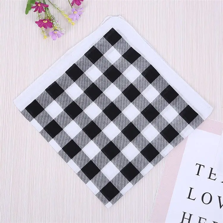 China custom fashion charming grid printed hair bandana custom logo bandana
