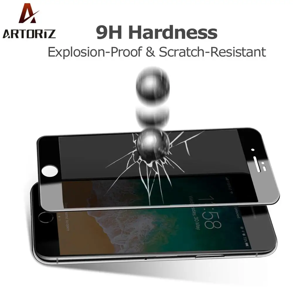 ARTORIZ Anti-spy Anti Peeping Tempered Glass Scratch Prevent Cell Phone Privacy Screen Saver Protector for iPhone 7 8