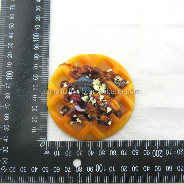 Artificial  Waffle Food with Fruit Dec Fridge Magnet  with Keychain