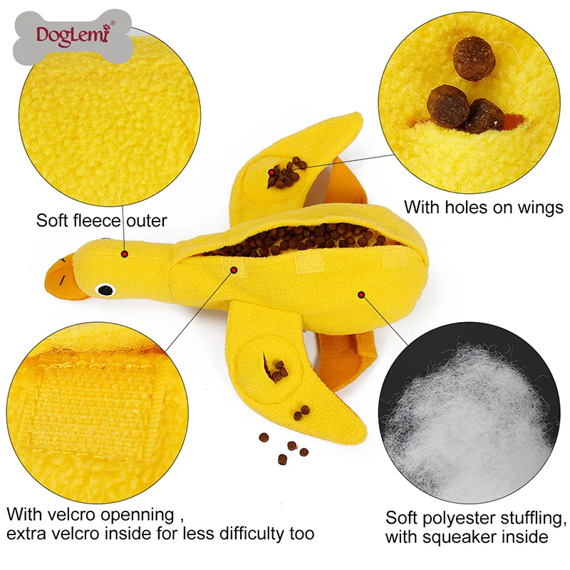 Pet Training Snuffle Dog Toys IQ Pet Treat Ball Food Dispensing Duck Pet Plush Toy