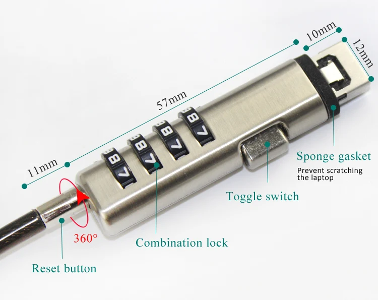 Accept OEM and ODM service computer laptop USB security anti-theft cable lock for desk usb laptop lock cable usb laptop lockusb