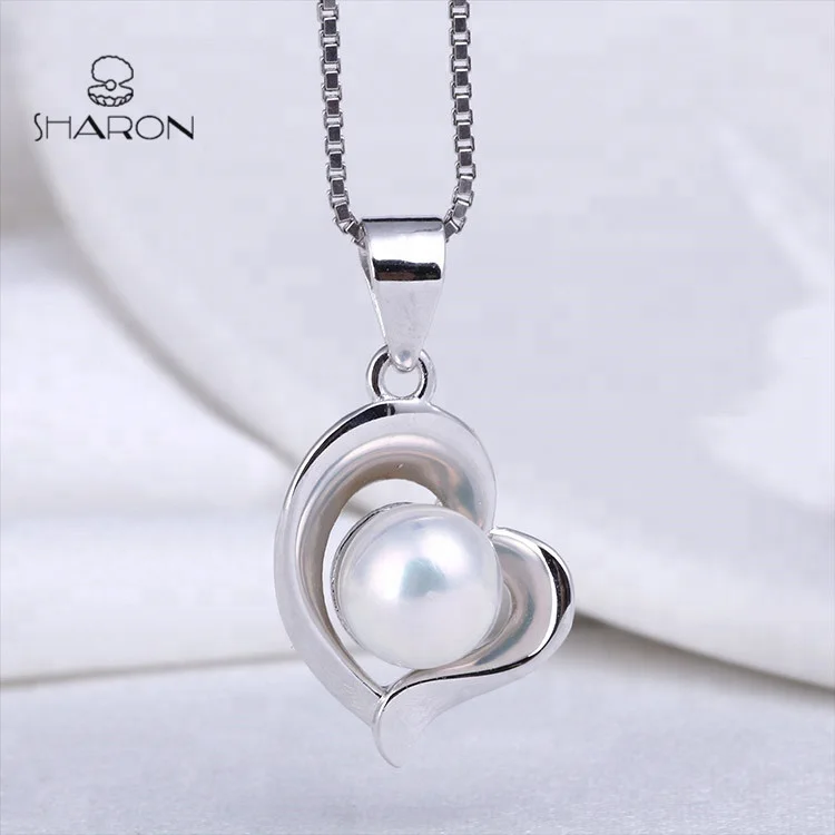 Fashion Bridal Heart 925 Sterling Silver Women Natural Freshwater Pearl Set For Jewelry