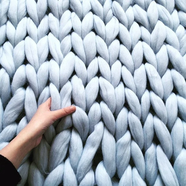 100% wool blanket super soft Australian merino wool chunky knit blanket