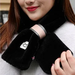 South Korea Design Imitation Fur Soft Scarf Winter Warm Fleece Scarfs Women Simple Style Multi Fur Smiling Face Scarves