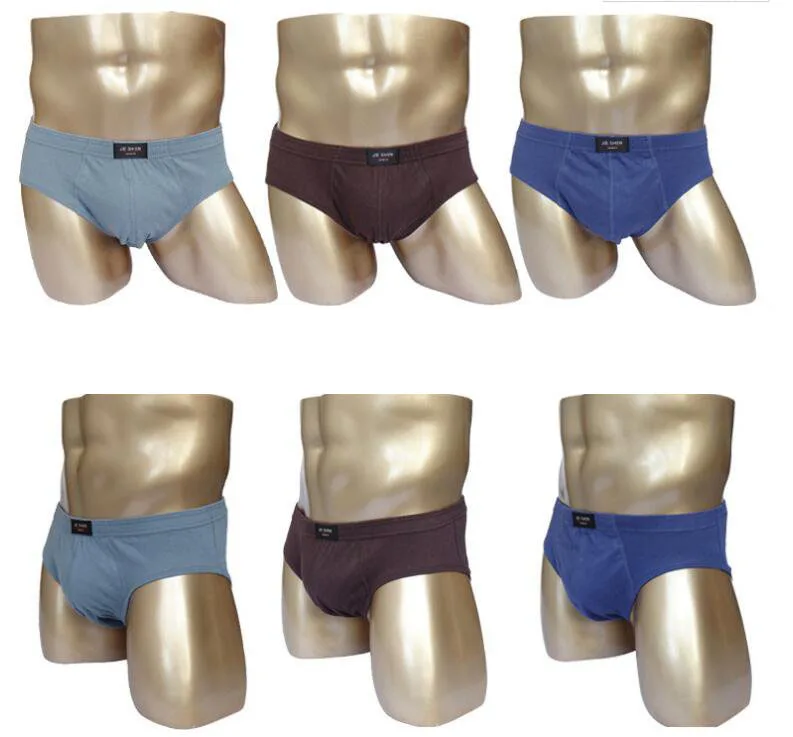 Basic Men Briefs in Underwear Plus Size Pure Color 100% Cotton Underpants for Old Man