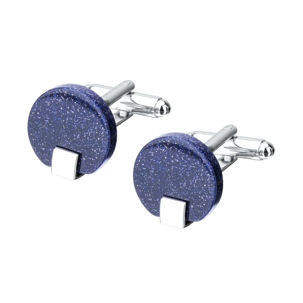 
Shining Round Blue Star Stone Cufflinks for mens 