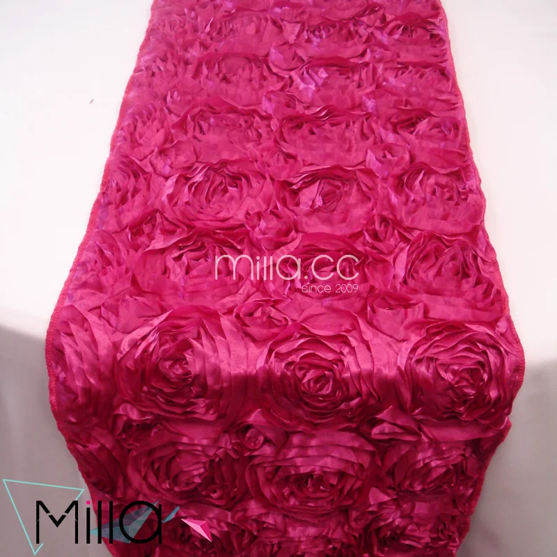 
Satin rosette table cloth table runner for wedding banquet 
