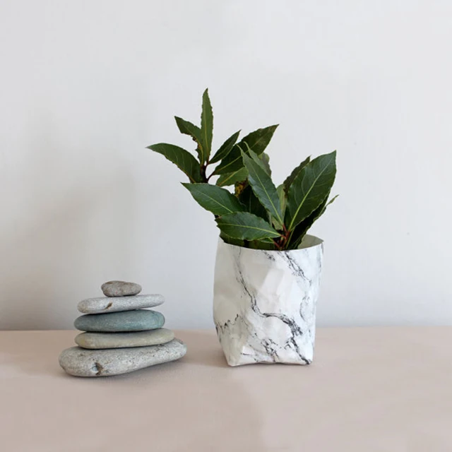Marble pattern paper bag, washable paper flower pots paper flower pot cover