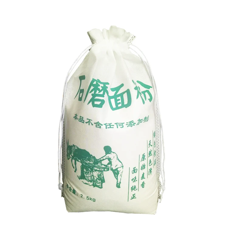 Color printed Moisture proof laminated 5kg 10kg 25kg handle pp non woven fabric flour bag
