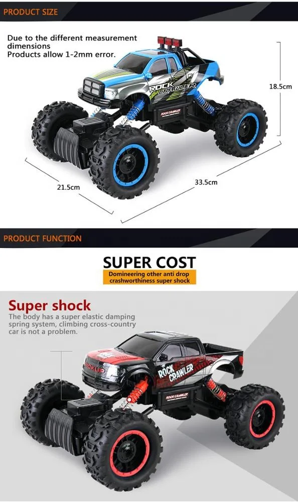 Kids Electric Big Rc Toy Car 1/14 Rock Crawler Remote Control Off-road 2.4G 4WD Monster Truck Cars