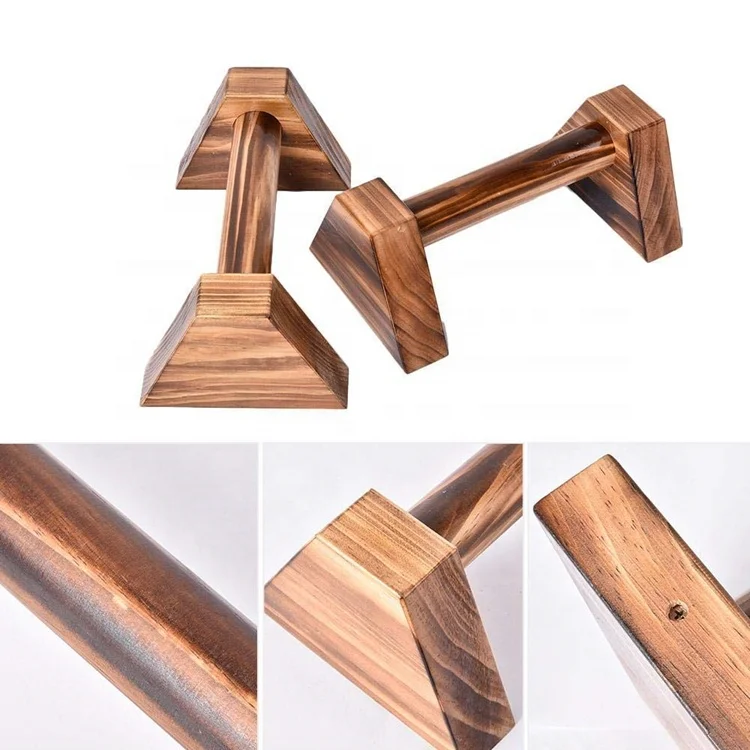 
Factory custom solid wood wood parallettes push up bar push up stand 