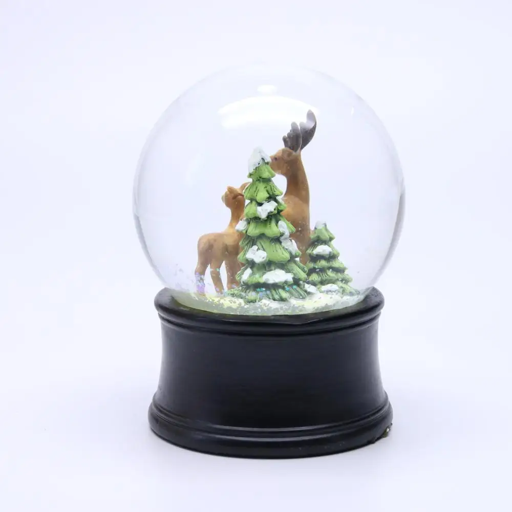 Musical Decorative Christmas Polyresin Reindeer Snow Globe With Blowing Snow