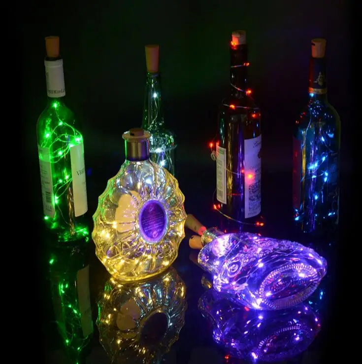 Led decoration hot selling cheap plastic light up bottle cork copper light wine bottle stopper light