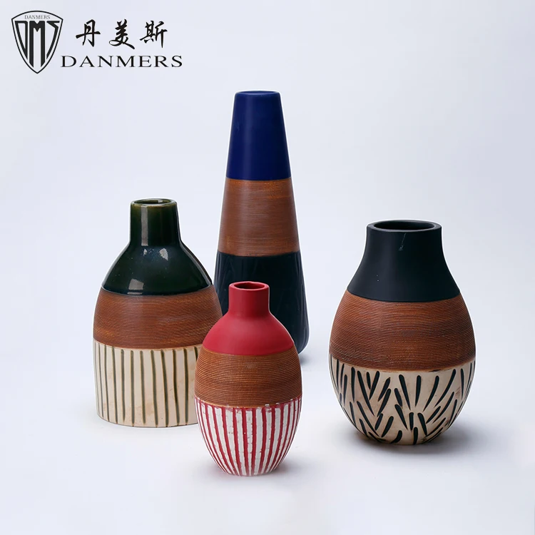 4 pcs hand painted glaze handpainted Chinese porcelain table top indoor unique ceramic vases for homes