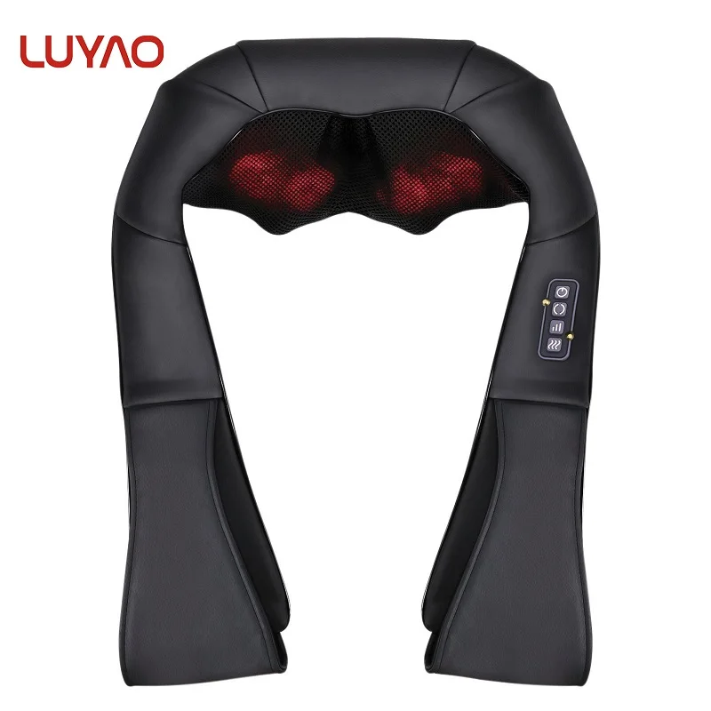 LUYAO OEM Amazon Best Seller Neck Shoulder Massager Shawl Shiatsu Heat Kneading Back Neck and Shoulder Massage Belt