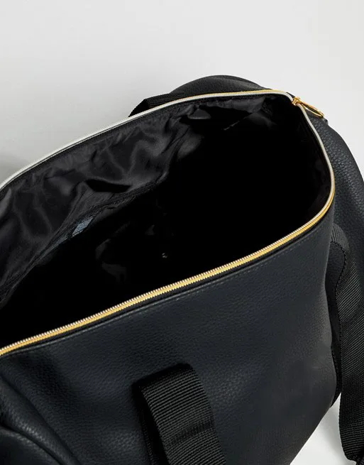 2019 fashion black gym bag OEM  duffle  travel bag pu  leather  duffle bag for men
