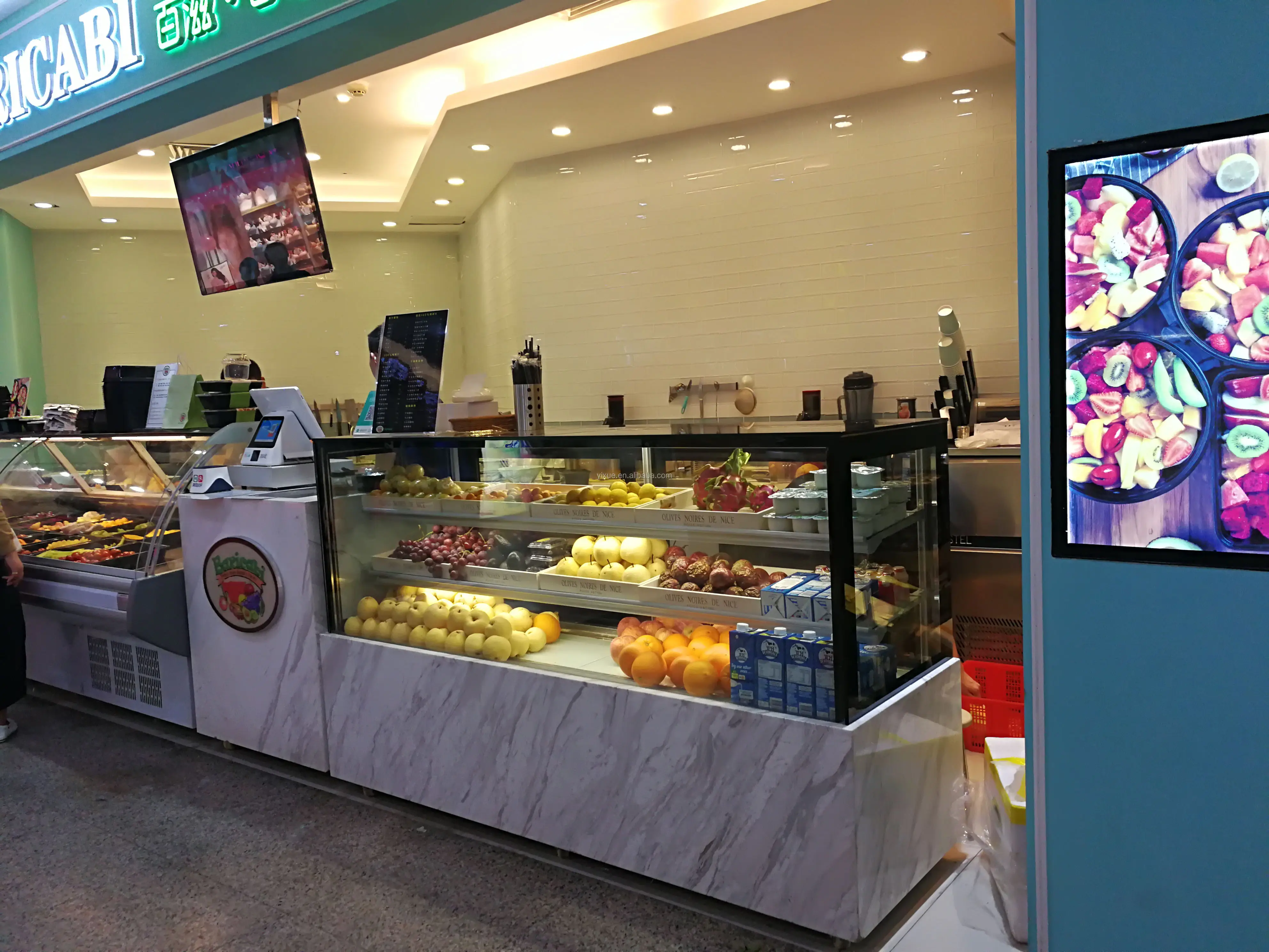 2m Luxury Glass Door Fridge Cake Display Showcase