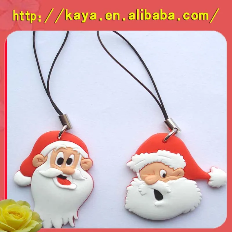 
Soft pvc 3D rubber santa claus mobile phone pendant 